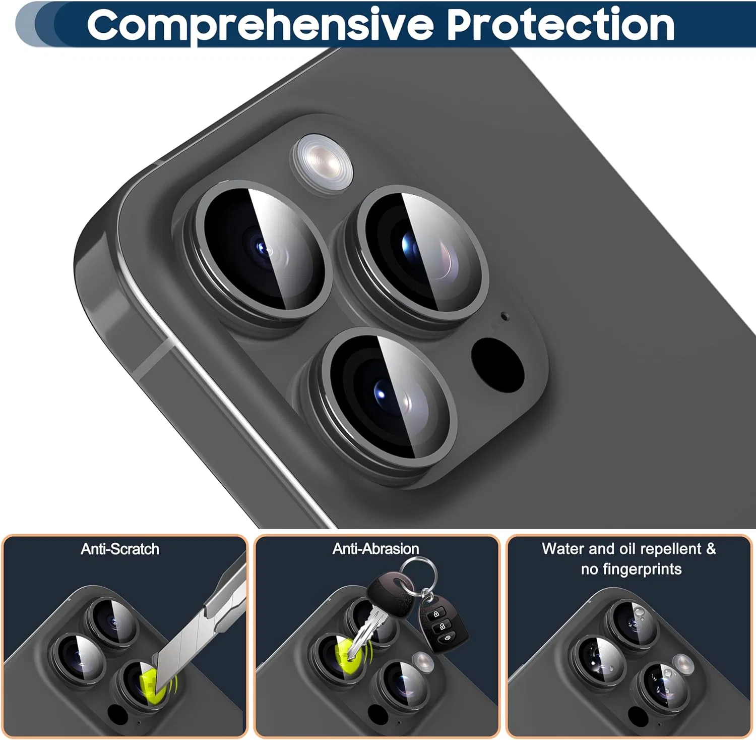 Защитное стекло на камеру iPhone 15/16/17 Pro/Max, 9H