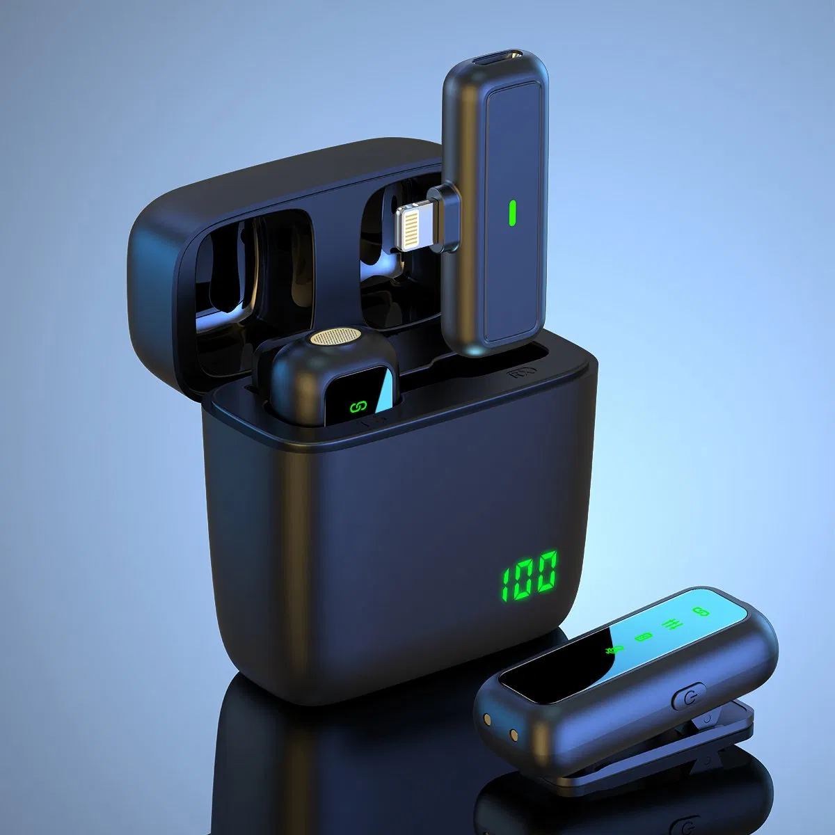 Smart Phone Accessories Wireless Lavalier Microphones with Magnetic Charging Base