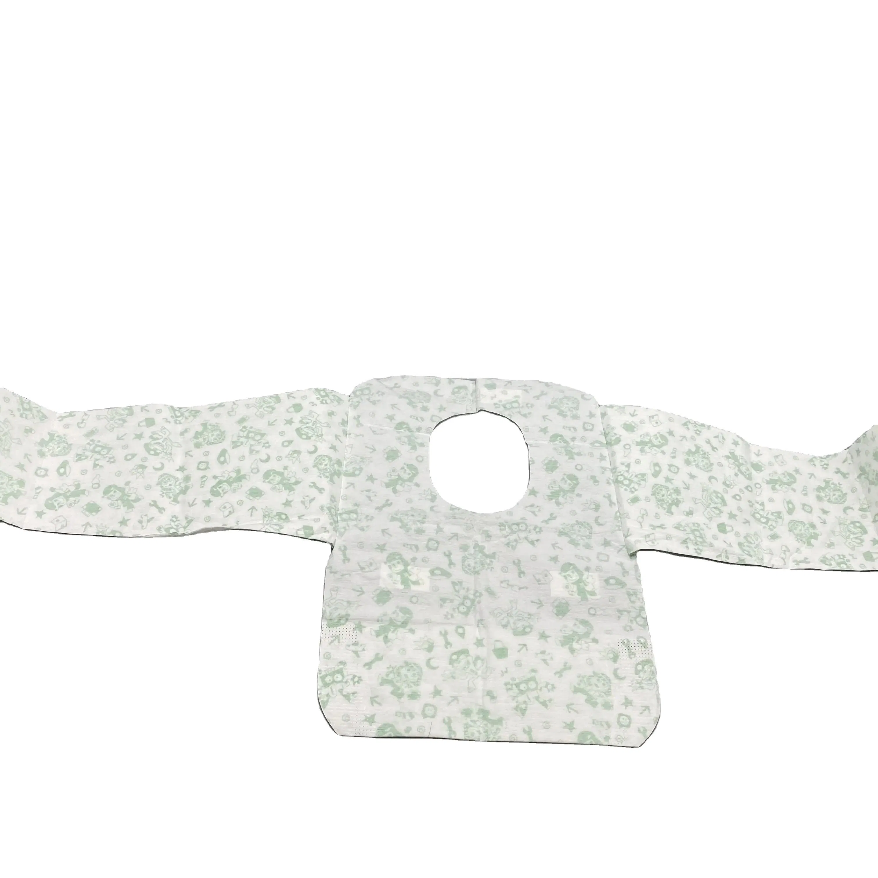 Disposable Reverse Dressing Disposable Baby Bibs with Long Sleeves