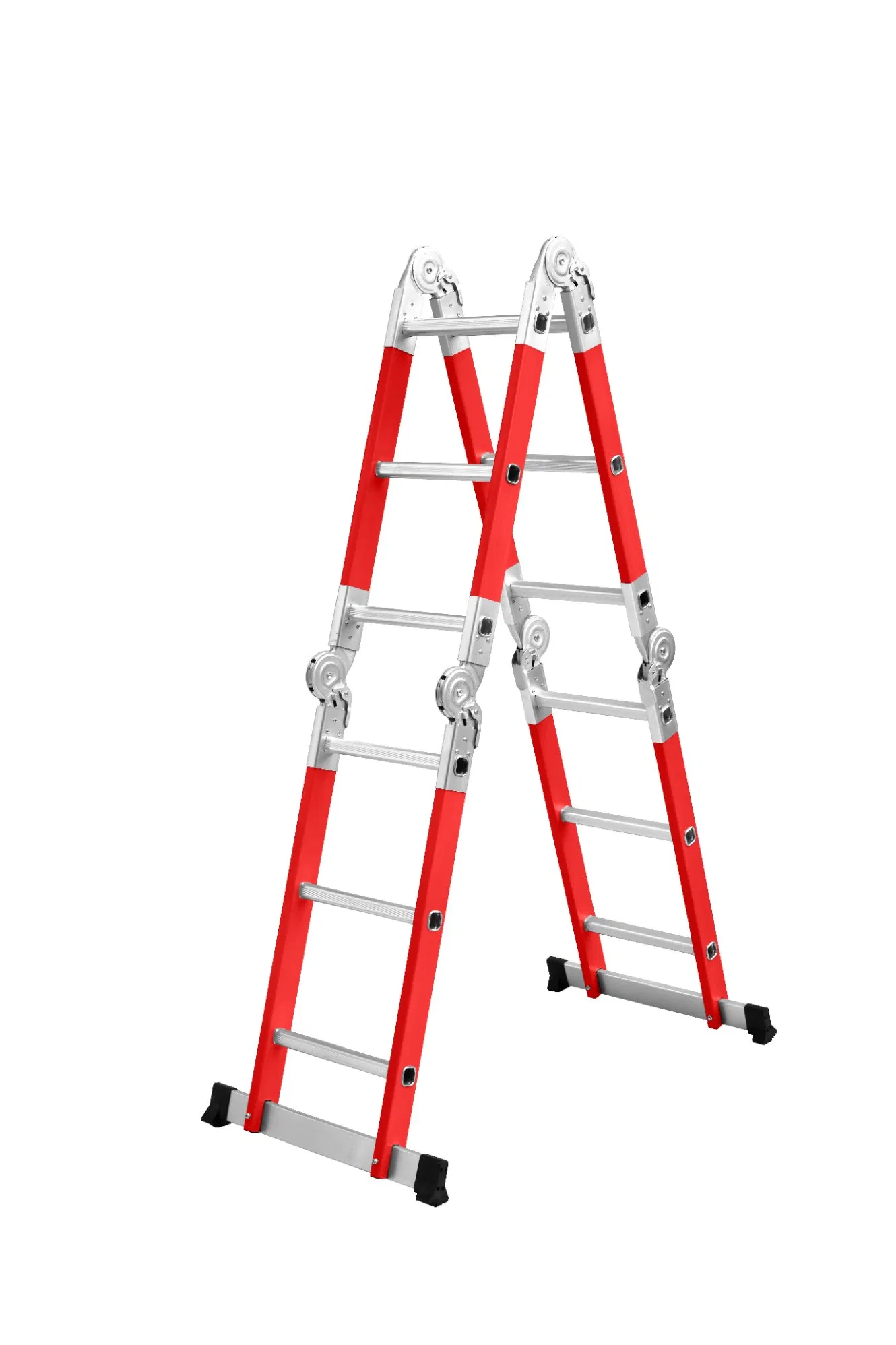 ANSI Certified with Heavy-Duty Scaffold Platform & Oversized Hinges 300lbs Capacity Fiberglass Multi-Purpose Extension Ladder