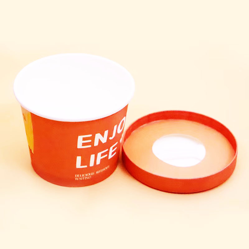 Food Grade Paper Biodegradable Disposable Dessert Party Ice Cream Yogourt Paper Bowl with Lids