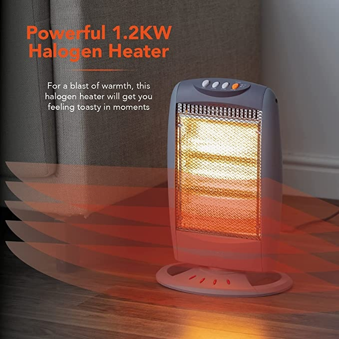 Electric Portable Oscillating Halogen Heater with Power Indicator Lights Quartz (NSB-C22S)