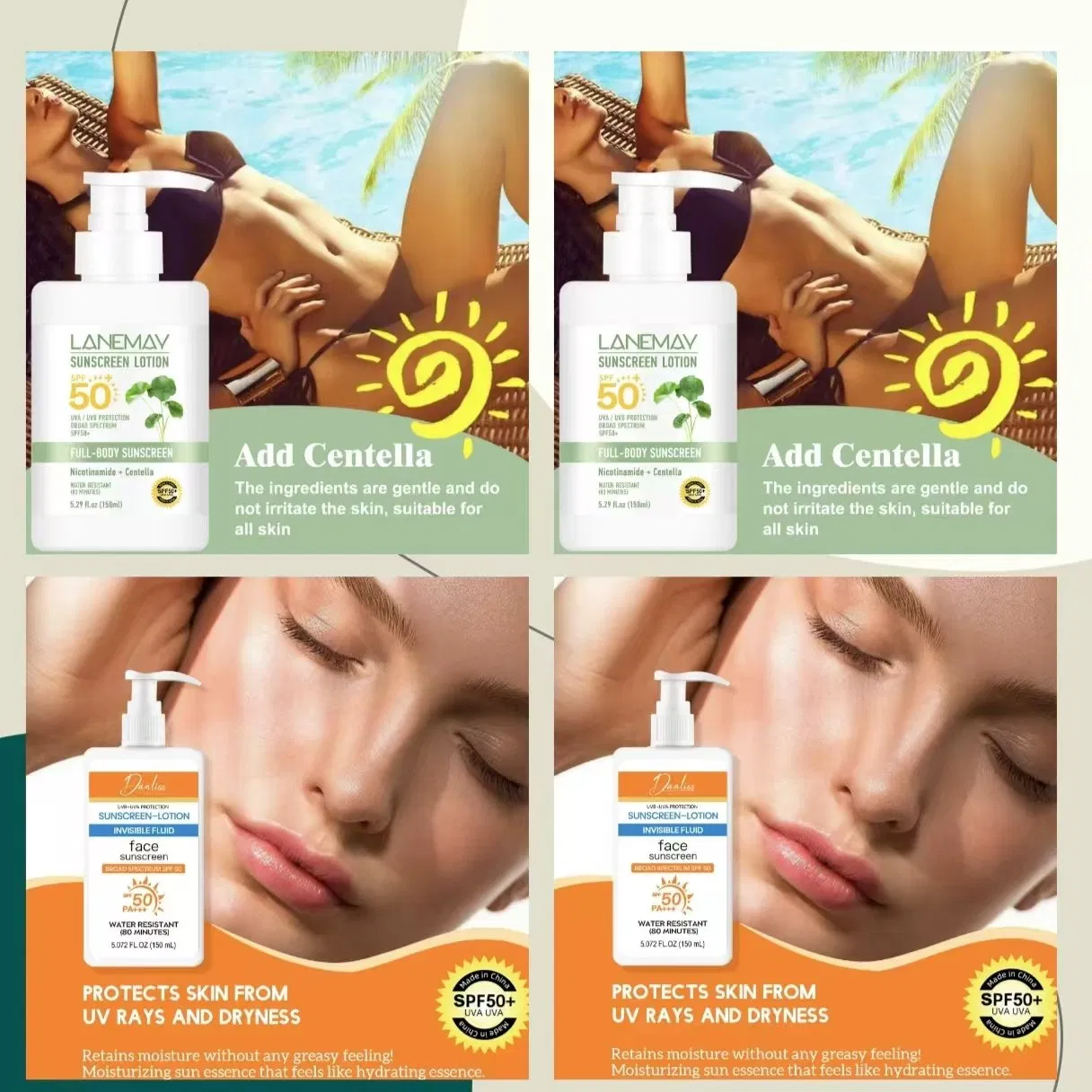 Online Wholesale and Retail New Version Sensitive Skin Fragrance Free Anti Sun Cream Sunscreen SPF 50 High Quality Anti-Oxidation Sunscreen Cream Lotion