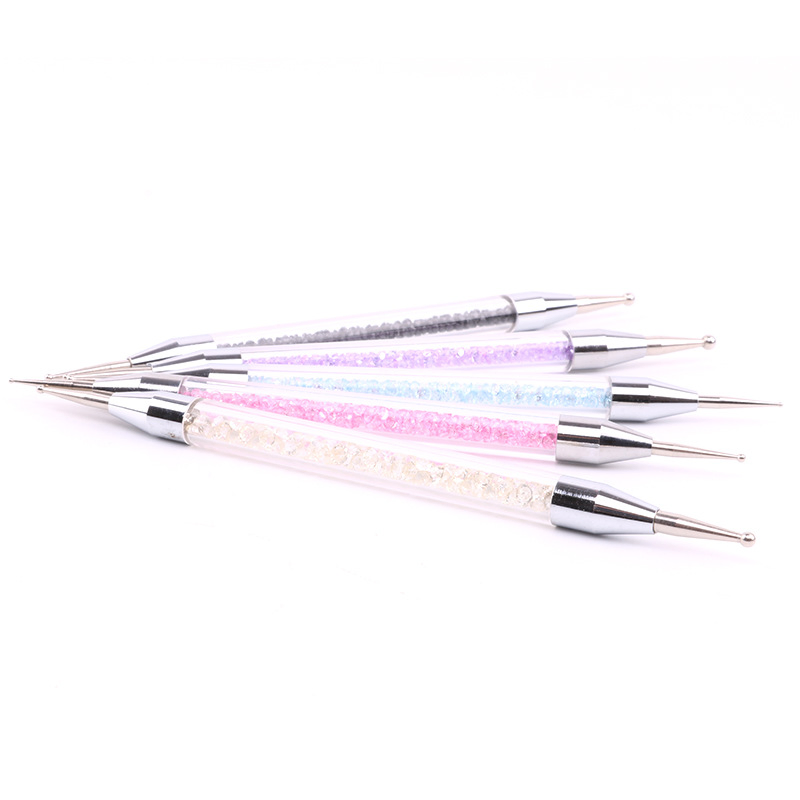 Dual-Ended Dotting Pen Colorful Rhinestone Handle Manicure Nail Art Tool