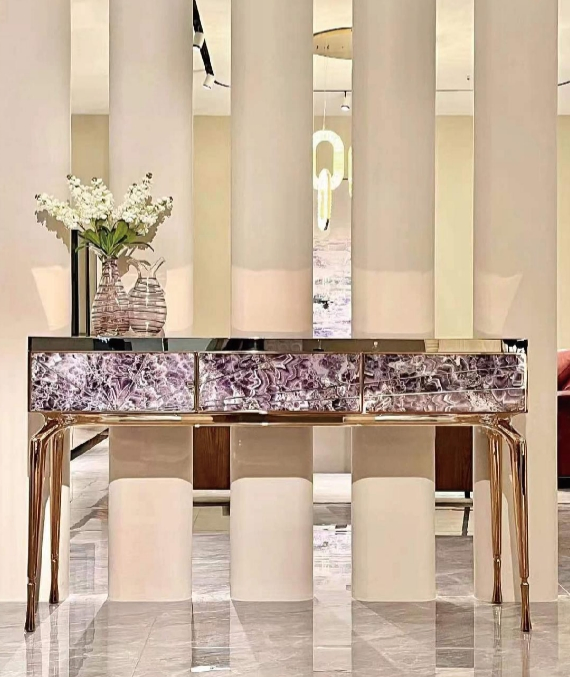 Gemstone Entrance Cabinet Semi Precious Stone/Agate/Crystal Factory Customization