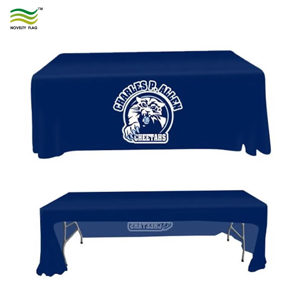 Custom 6FT 8FT Printed Polyester Table Throw Runner Table Cloth for Trade Show Exhibition Advertising
