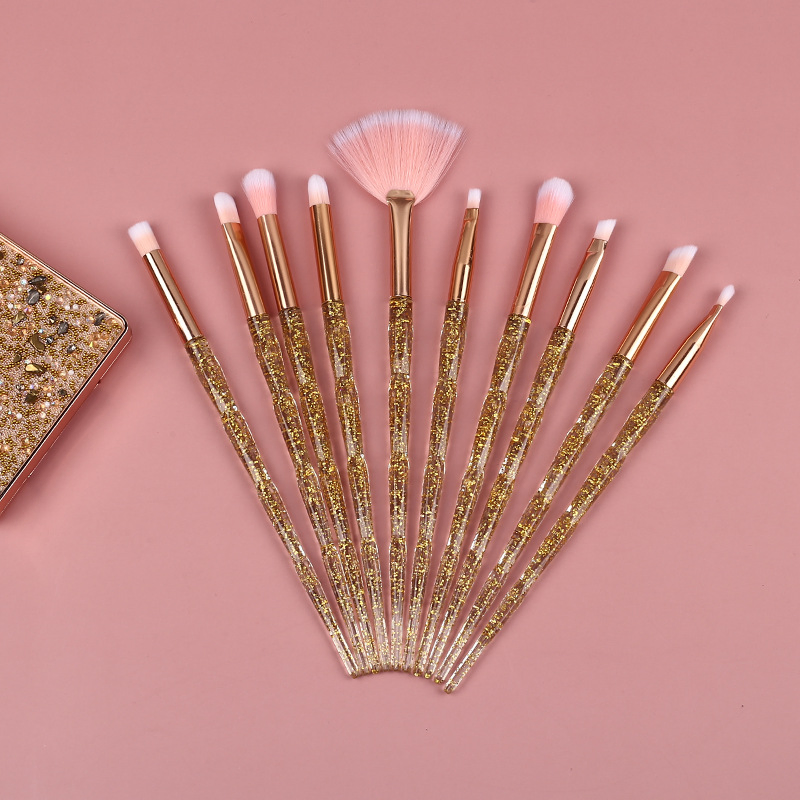 10 Crystal Handle Makeup Brush Sets Beginners Full Set of Makeup Brushing Eye Shadow Brushes Cross -Border Dedicated Beauty Tools