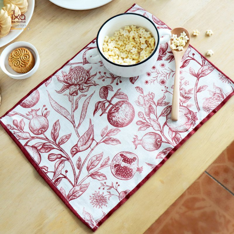 Floral Dinner Coffee Cloth Activity Rectangle Woven Heat Resistant Custom Design Kitchen Table Linen Placemat