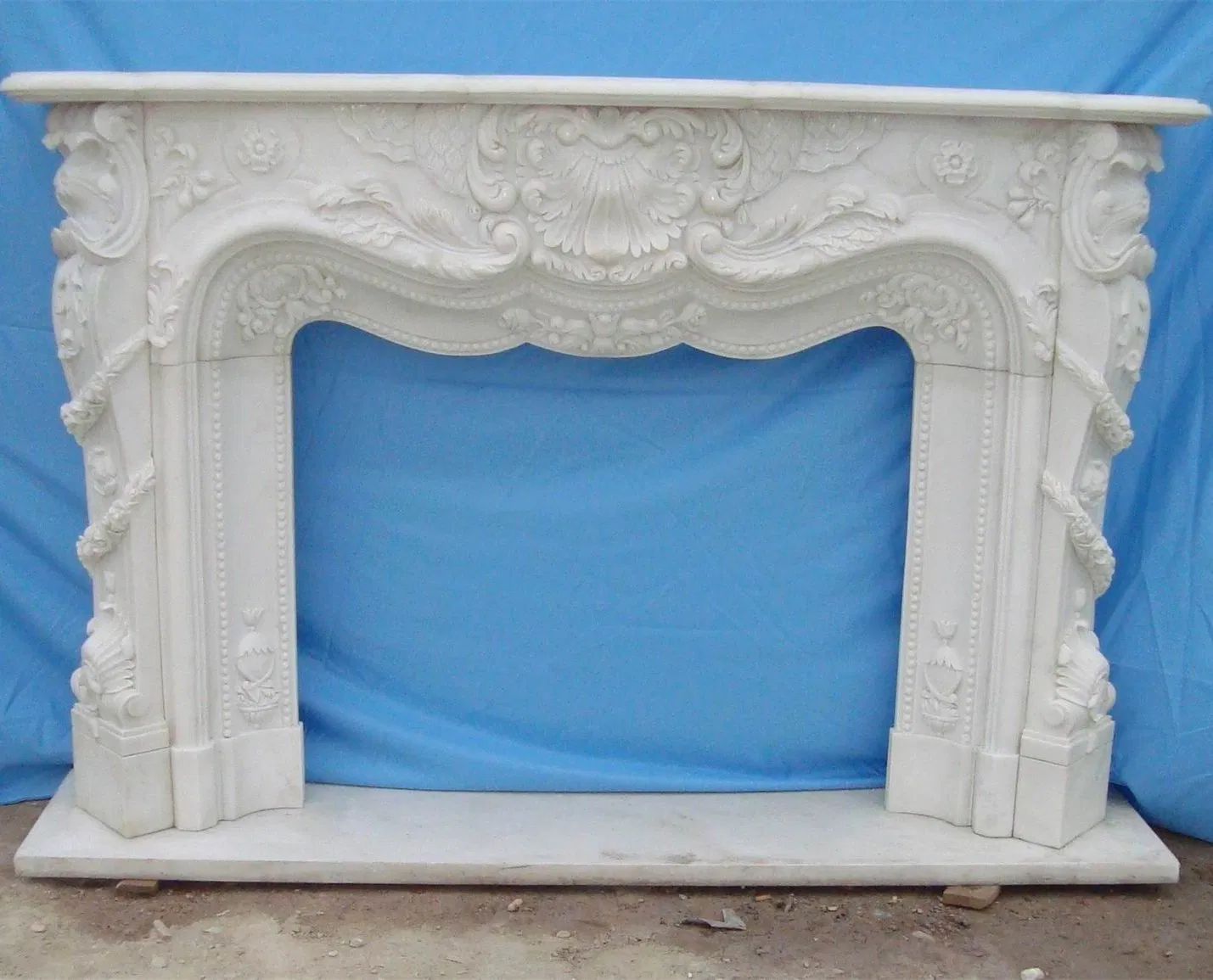 Natural White Marble Fireplace Customized Design Stone Mantel Fire Place