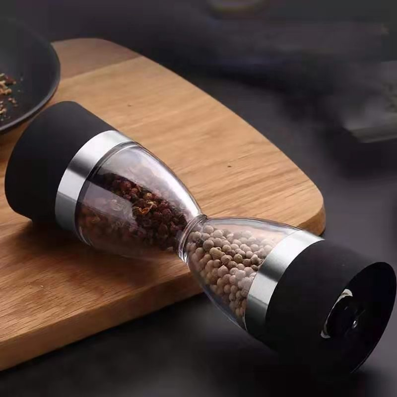 Manual Stainless Steel & Glass Salt Pepper Grinder Set, Adjustable Spice Mill for Kitchen Cooking & Table Use