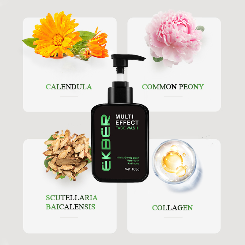 Private Label Man Clean Skin Facial Foam Cleanser Skin Care Multi Effect Face Wash