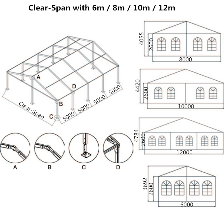 Outdoor Wedding Clear Span Small Ridge Party Tent