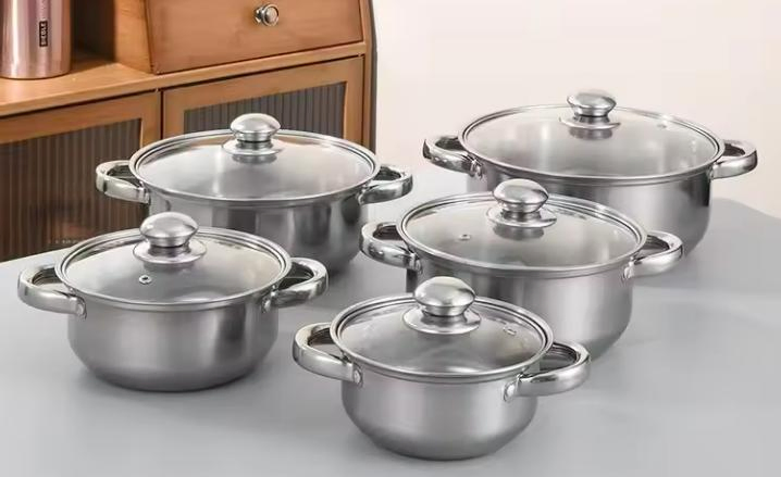 Cooking Pot Cookware Set 10 Piece Stainless Steel