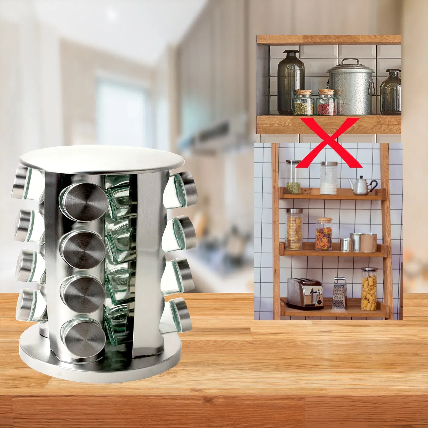 Stainless Steel Revolving Spice Rack Holder