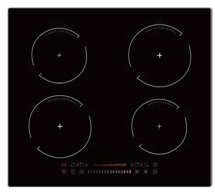 4 Zone 52cm Built-in 4 Burner Induction Cooktop with Ceramic Glass Surface