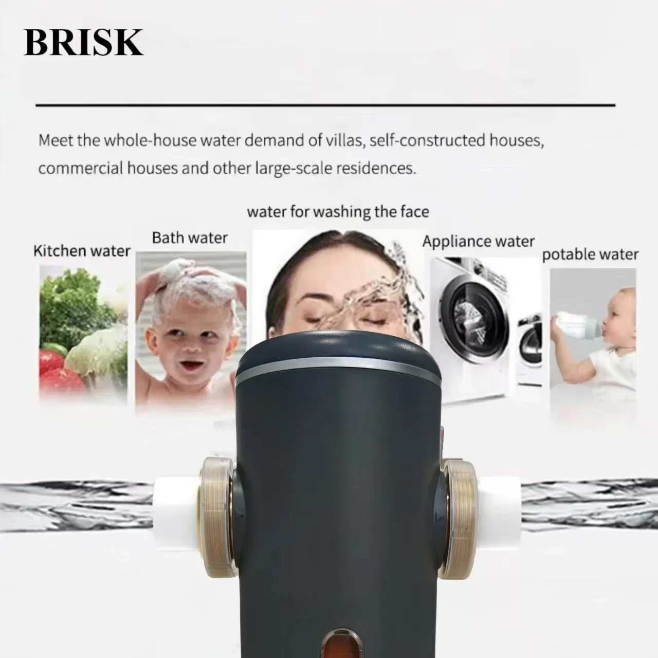 Brisk 40 Microns Polyspun Sediment Filter Backwash Automatic Spin Down Filter No Clogging Water Prefilter for Home