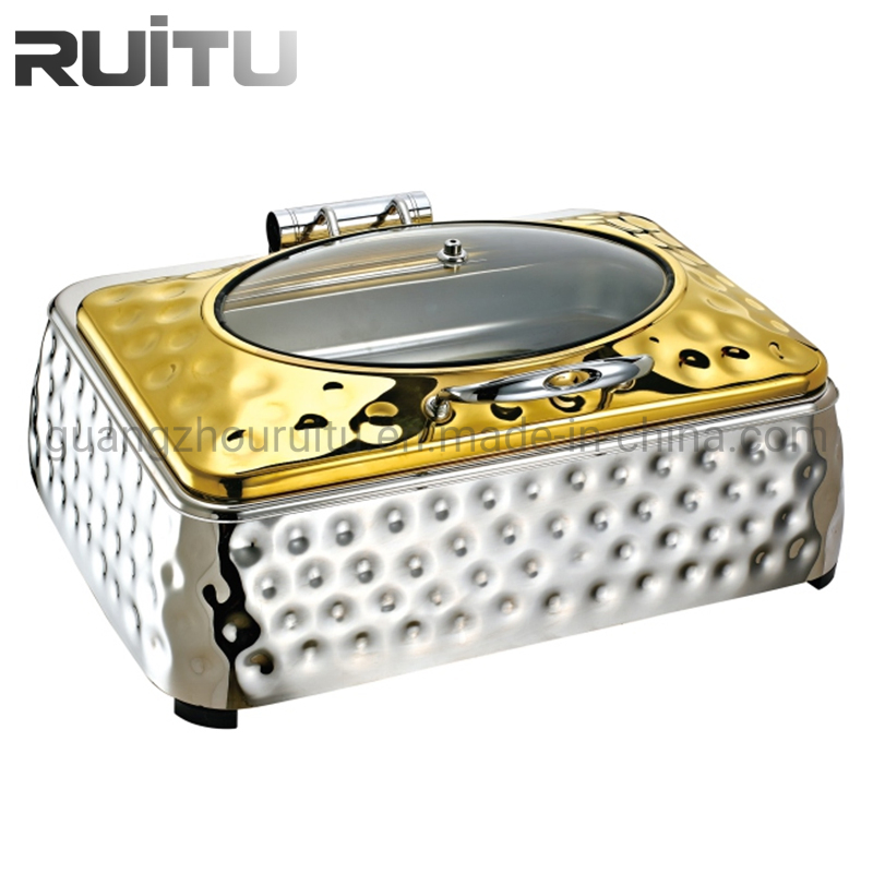 Turkey Banquet Saving Dish Luxury Serving Dishes Food Warmers Hydraulic Glass Lid Stainless Steel Chafing Dishes Buffet Set De Lux Chafing Dish Price in Dubai