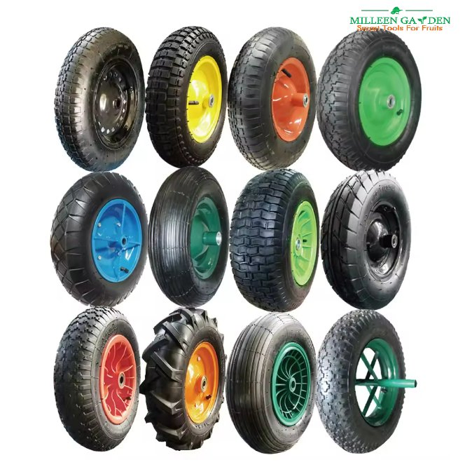 Wheelbarrow 8" 10 Inch 12 Inch Pneumatic Caster Wheels Single Rubber Pneumatic Wheels Castor