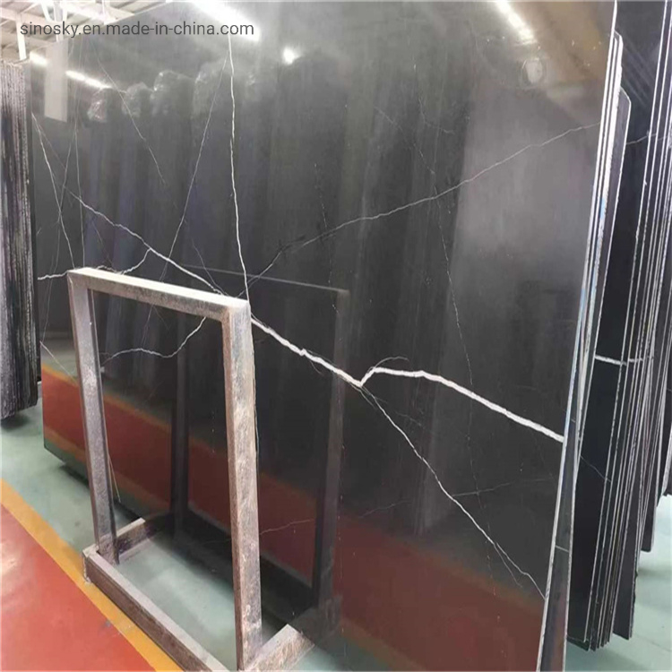 China Nero Marquina Black Big Marble Slab for Building Material