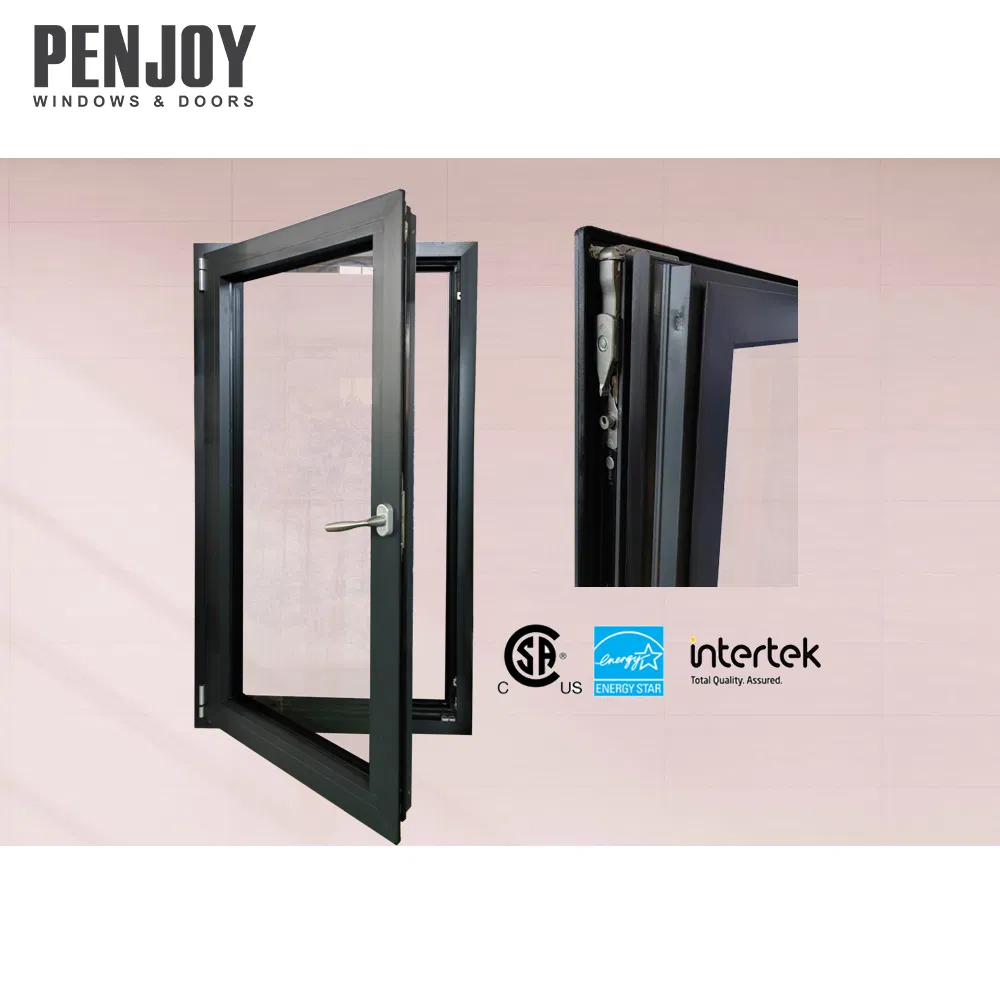 Penjoy Certified Modern High Quality Aluminum Casement Window Triple Pane