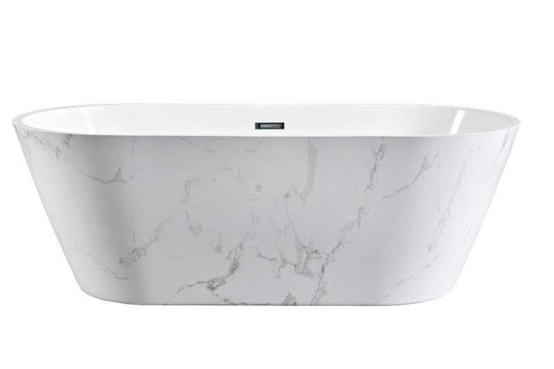 Белая акриловая ванна овальная, отдельностоящая