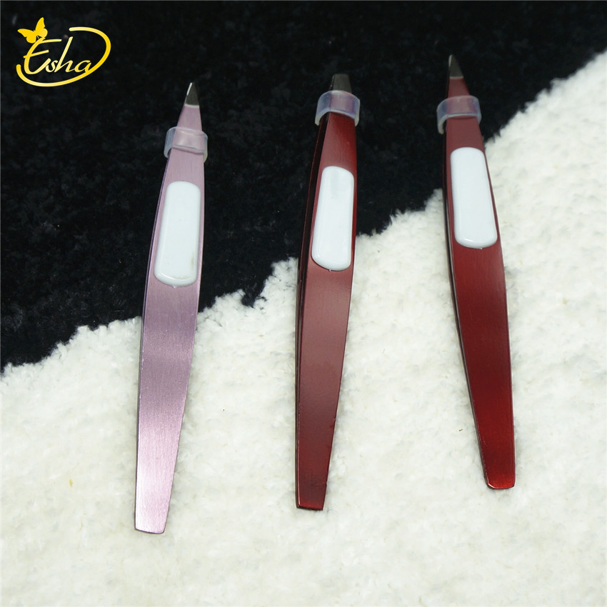 Best Quality Stainless Steel Squared Magic Eye Lashes Eyebrow Tweezer Pointed Slanted Eyelash Tweezers