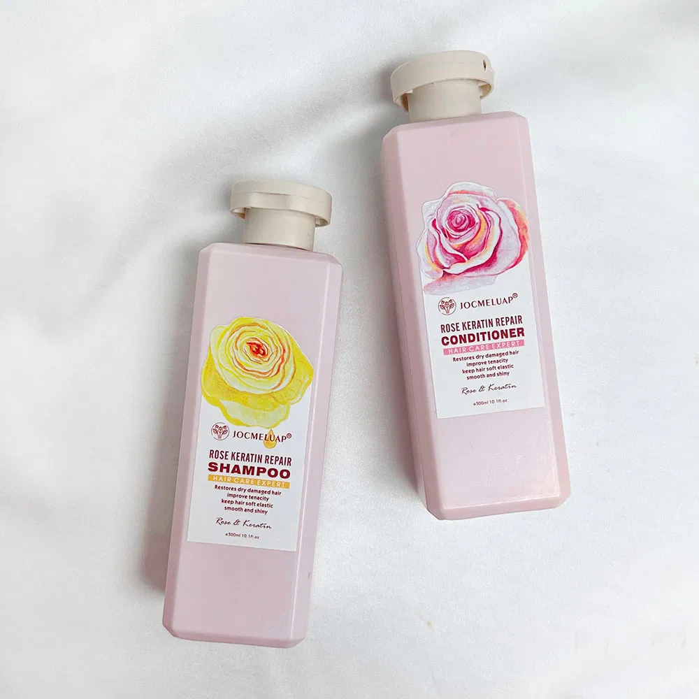 Private Label Smooth Repair Anti-Loss Organic Natural Salon Professional Argan Keratin Rose Hair Shampoo and Conditioner Set