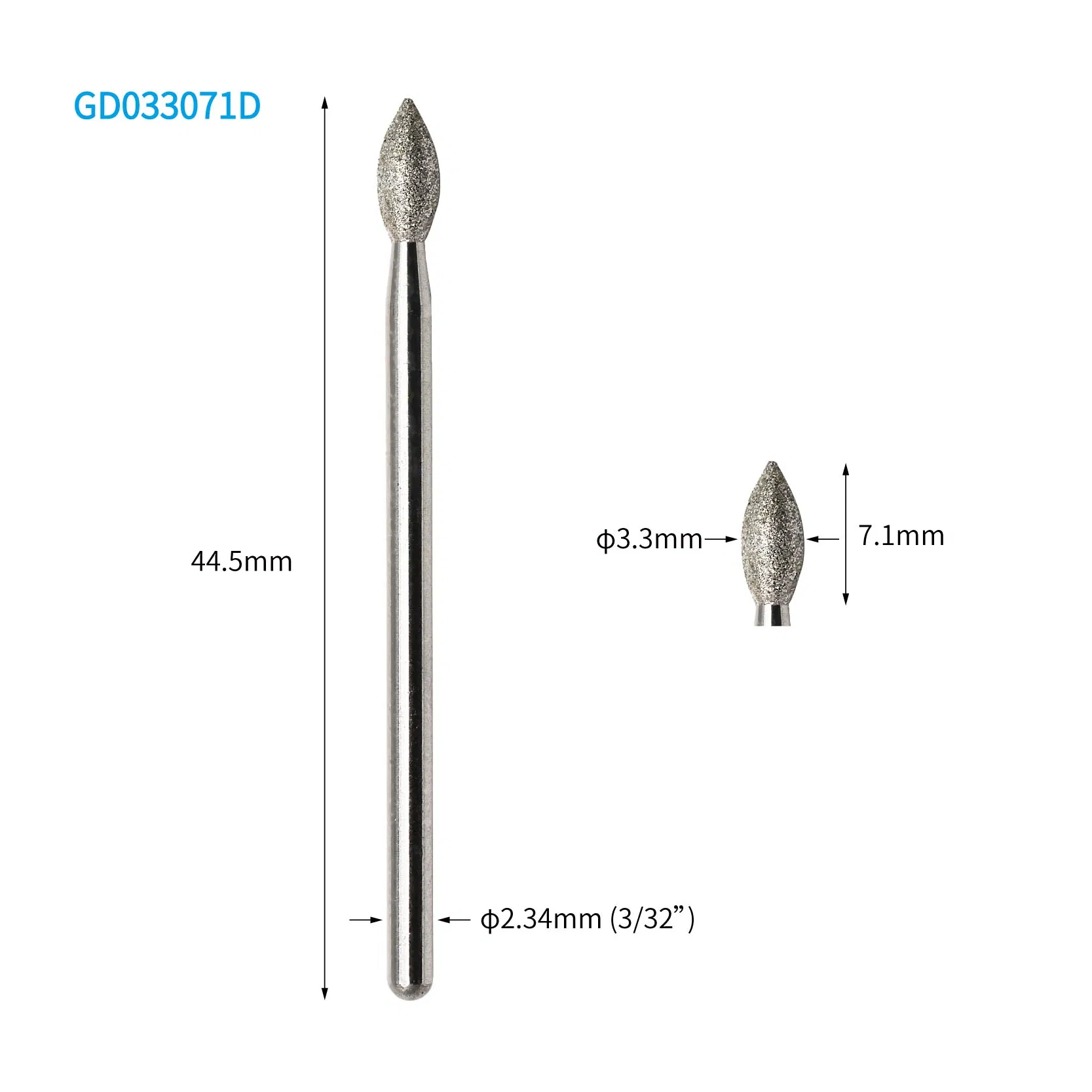 Different Grain Coarseness Oval Pointed Diamond Nail Drill Bit