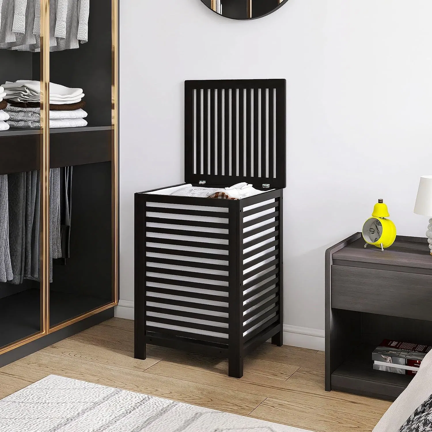 Bamboo Bathroom 120L Clothes Storage Basket