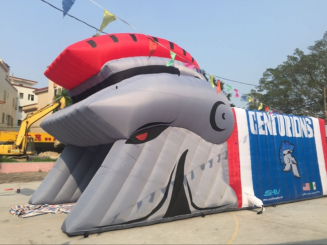 Boyi Custom Logo Printed Inflatable School Trojan Sports Tunnel