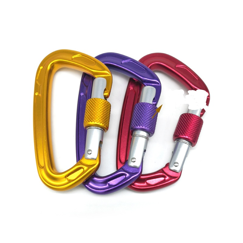 25kN Aviation Aluminum Alloy D-Shaped Mountaineering Carabiner Outdoor Mountaineering Automatic Buckle Rock Climbing Quick Hanging Hand Lock