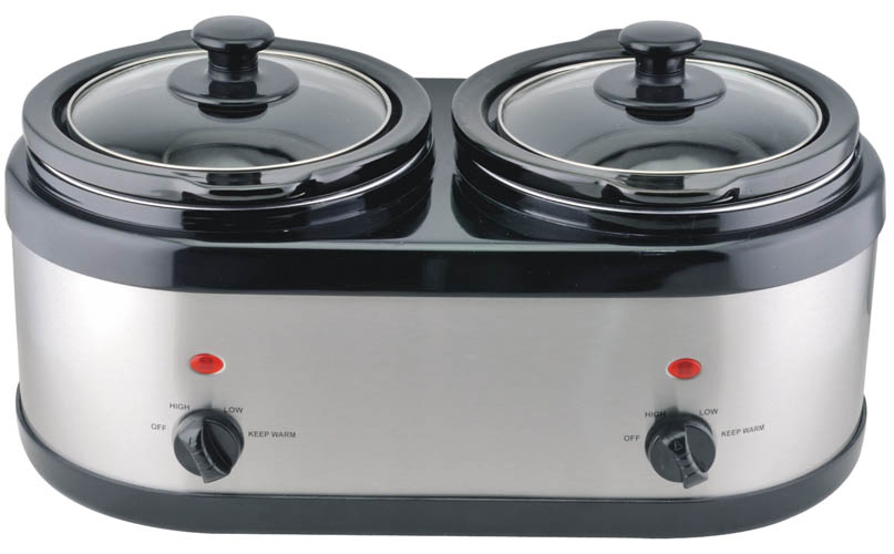 Double 1.6qt. Slow Cooker with Stainless Steel Finish (SB-SC004)