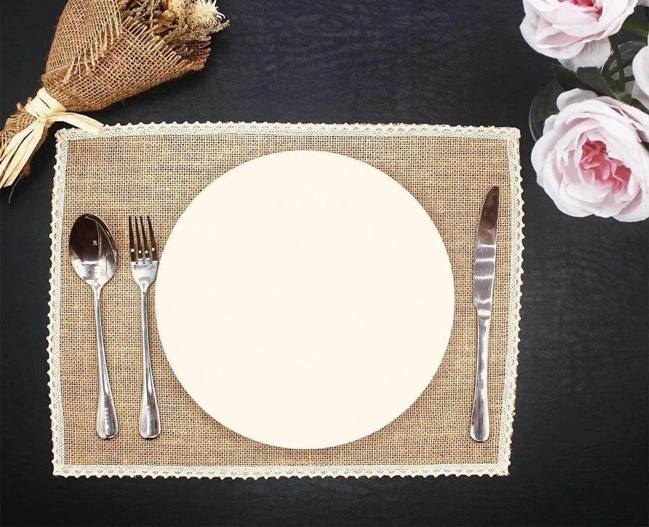 Wholesale Modern Jute Table Placemats Wipeable Rectangular Natural Burlap Jute Placemat