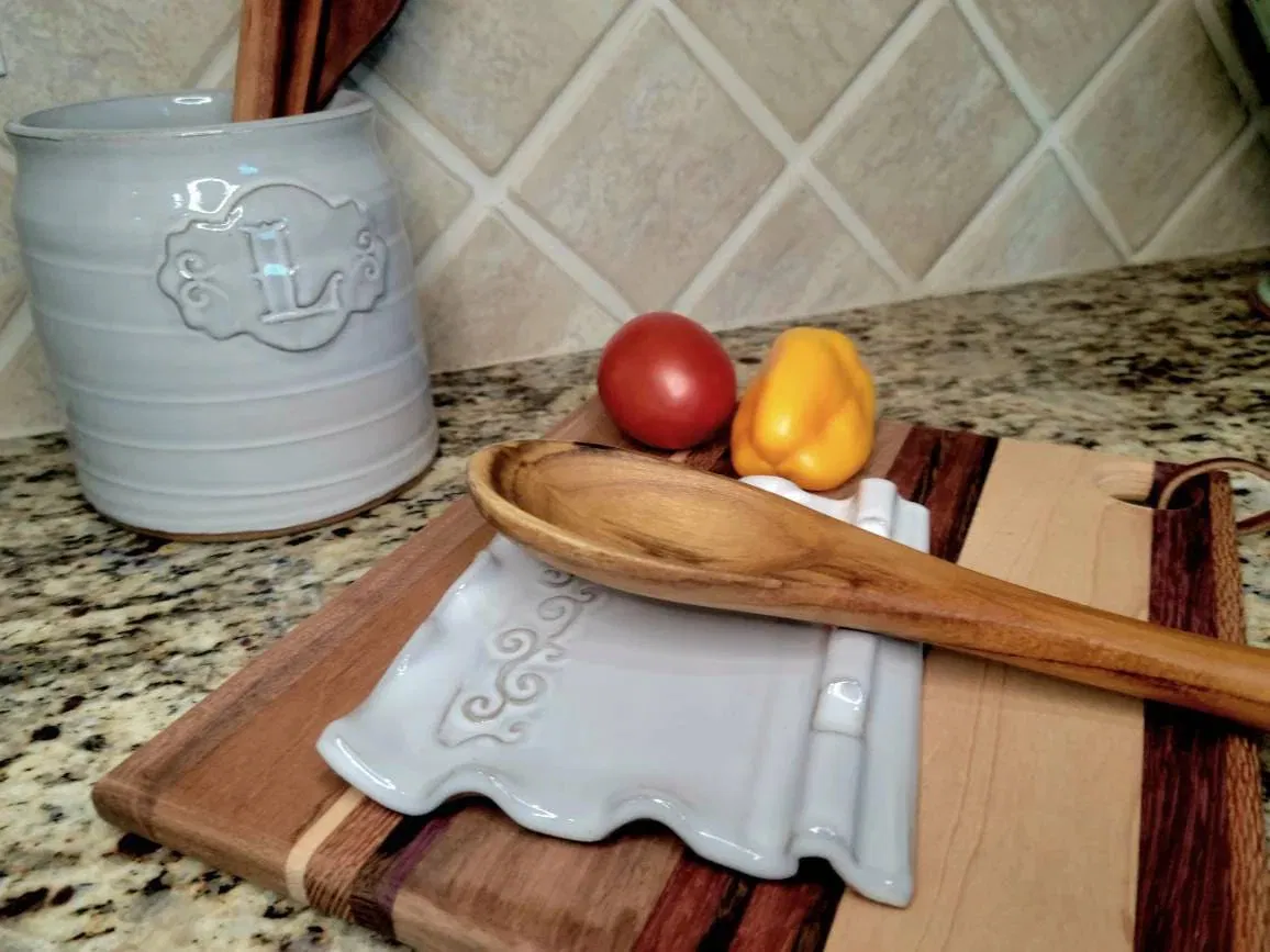 modern Ceramic Spoon Rest Tray Porcelain Spoon Holder