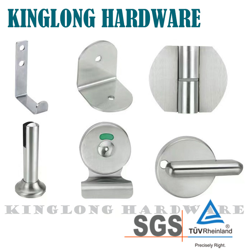 Stainless Steel 304/201 Bathroom Hardware Fitting Accessories Sanitary Ware Shower Partition Public Toilet Cubicle Set