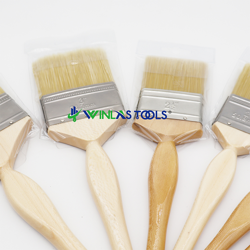 Small Multi Use Bristle Wood Handle Flat Paint Brush