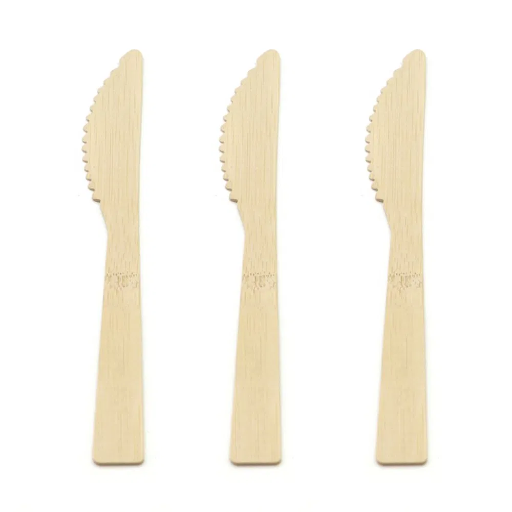 Bamboo Bread Knife 170mm Biodegradable Bamboo Fork Spoon Knife Eco-Friendly Cutlery