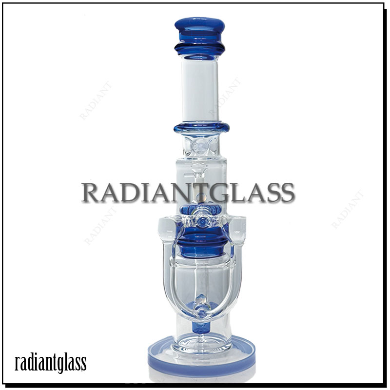 U-Tube Wheel Core 1413G Thick Glass Water Pipe 17inch Hookah Pipe with 14male Bowl Smoking Accessories