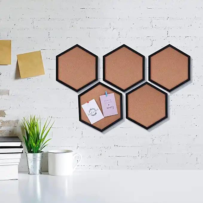Factory Price Hexagonal Frame Cork Board for Display Board, Bulletin Board, Photo Wall
