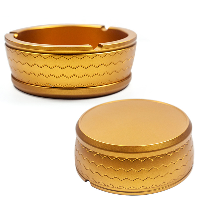 Smoking Accessories 106mm Outer Diameter Wave Design Metal Round Aluminum Smoking Ashtray