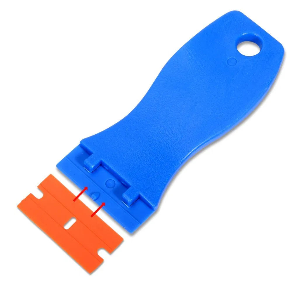Hautine Cleaning Scraper Plastic Razor Scraper with Plastic or Metal Blades