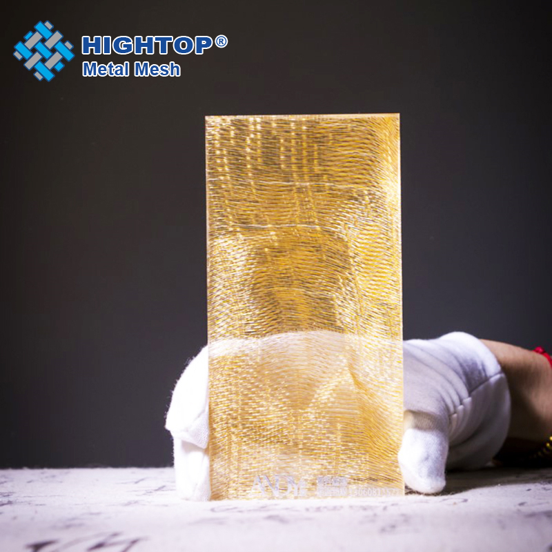 Amber Decorative Anti-Theft Laminated Glass Copper Woven Metal Fabric for Museum