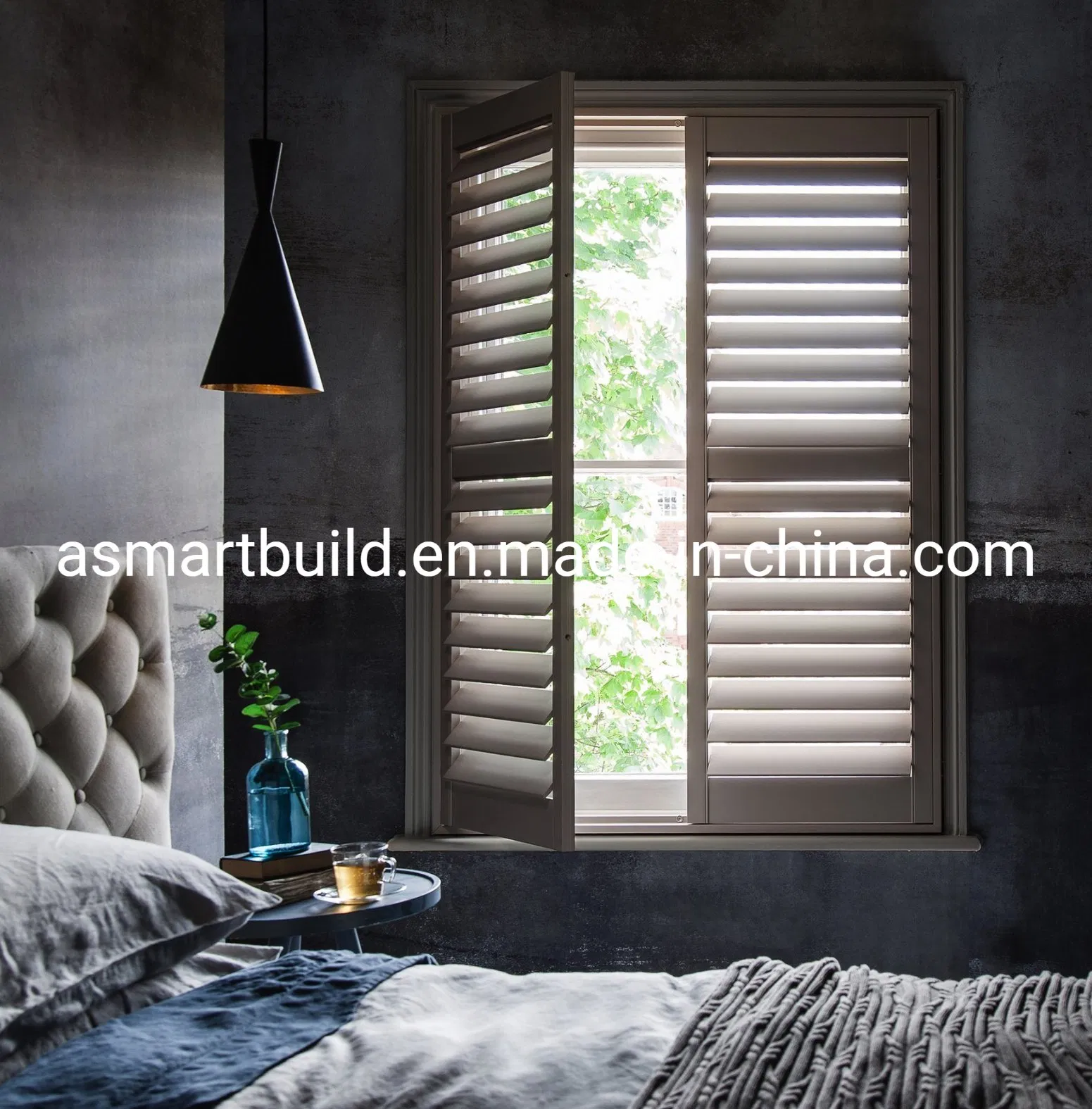 Plantation Blinds/ Window Shutter/Lourve Window for Living Room with Paulownia/Basswood/PVC/Aluminum Options