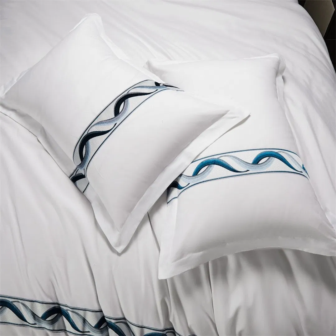 Wholesale OEM/ODM High Quality Home Textile Quilt Cover Bed Sheets Webbing Embroidery Duvet Cover Pure Cotton Bedroom Bed Set Guangdong Hotel White Bedding Set