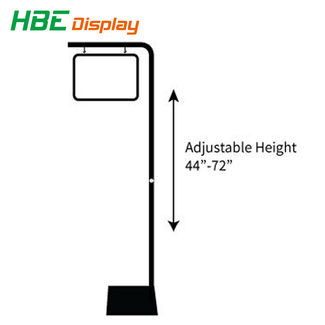 Floor Standing Square Rod Chromed Steel Sign Holder Stand