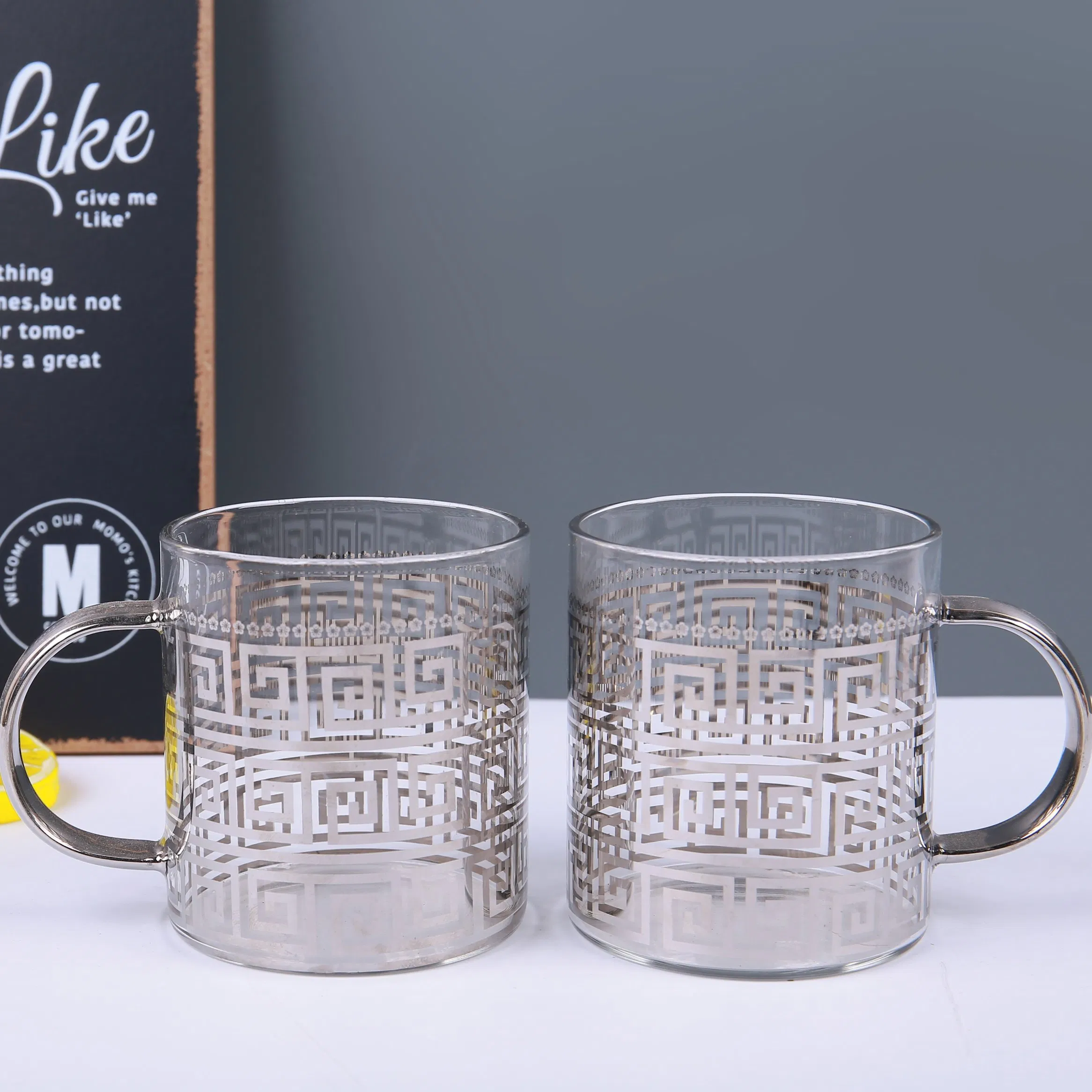 Wholesale Custom Glass Cup Gold Plating Decal Glass Beer Mug