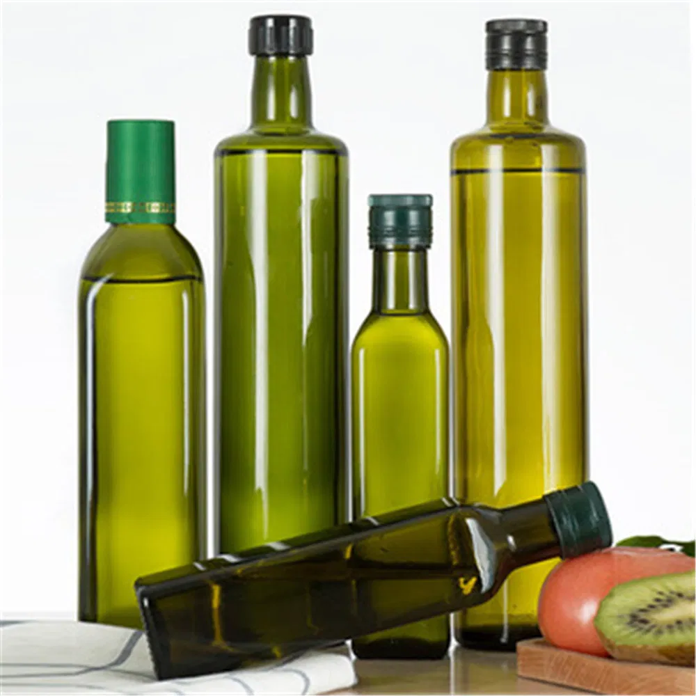 250ml 350ml 375ml 500ml 700ml 750ml Round Dark Green Super Flint Glass Olive Oil Bottle with Lid