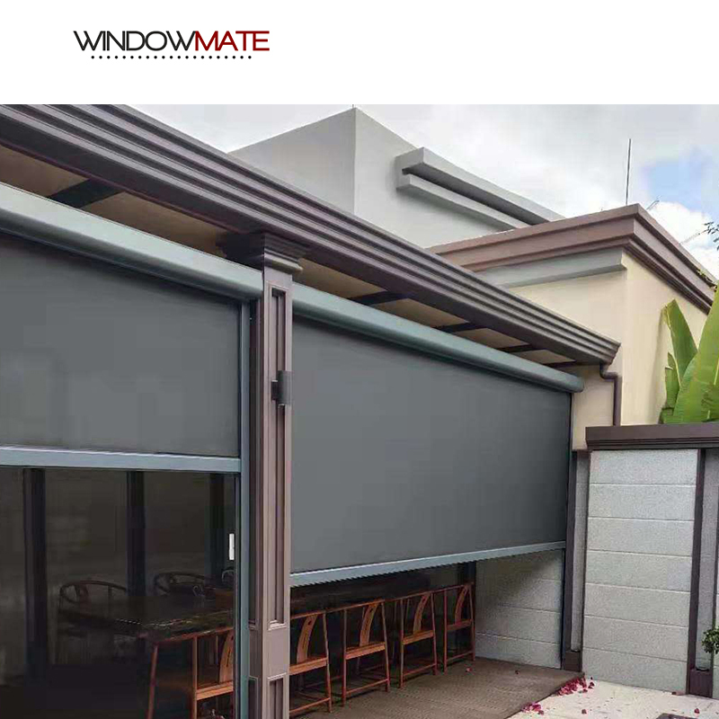 Outdoor Zip Track Roller Blind Ultra-Durable Shading Windows Vertical Curtain Motorized