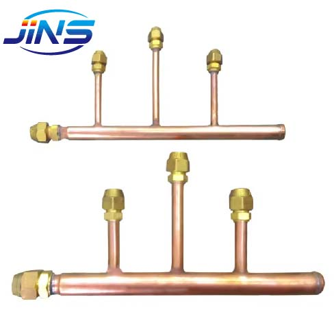 Welding Copper Manifold Header with Ball Valve Copper Pipe Fittings for Air Conditioner