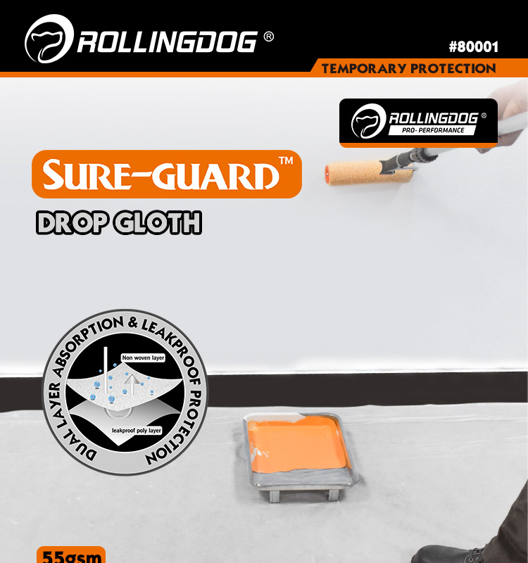 Rollingdog-PRO 80001 Non-Woven Material with Ultra Leak Proof Coating Drop Cloth